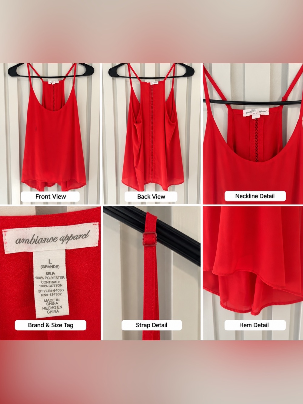Ambiance Bright Red High-Low Ruffle-Back Slip Dress